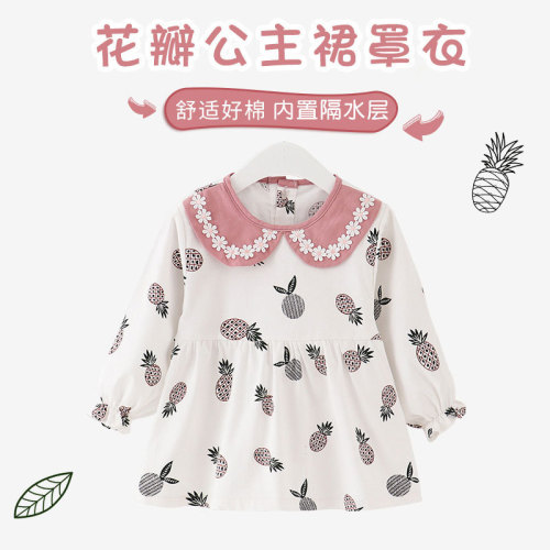 New Baby Eating Covering Gown for Girls, Painting Apron, Waterproof Back Wear Gown, Long Sleeve Covering Gown for Autumn and Winter
