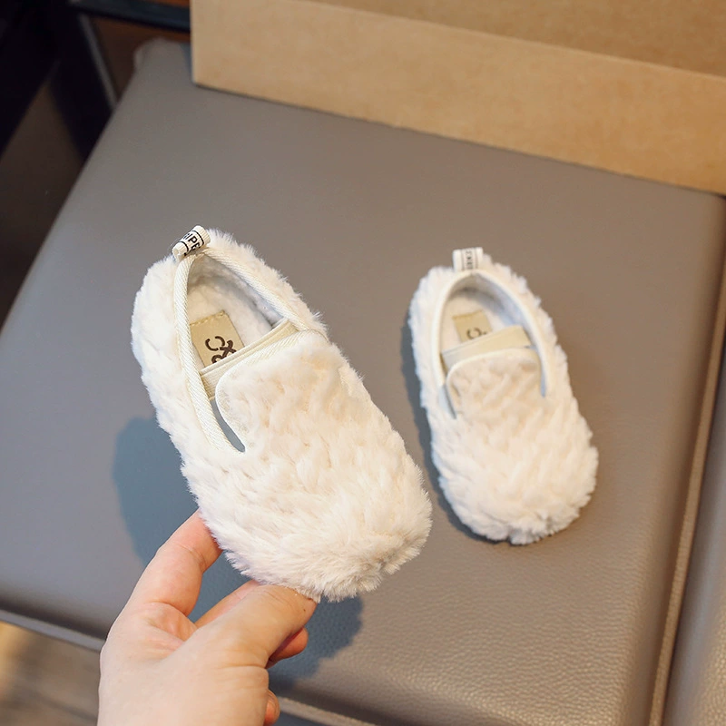 虎班长 Demi-season children's fleece keep warm shoes for men and women for leisure, Korean style