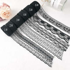 Wholesale black lace floral edge, inelastic checkered edge, 10 meters per roll, dressmaking fabric edge accessories