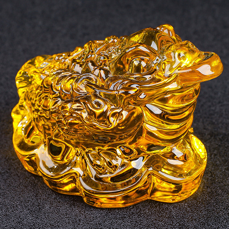 金ヒキガエル富クリスタルヒキガエル装飾品オープニング新築祝いホリデーギフトホームリビングルームオフィス装飾ティーペット|undefined