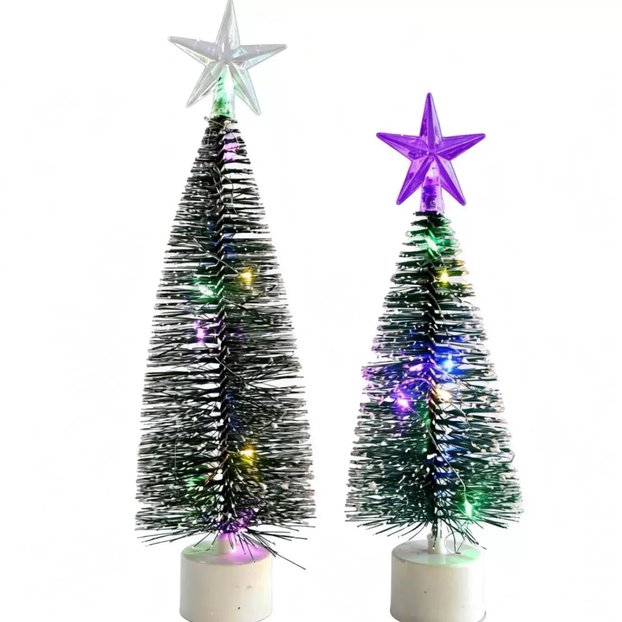 迷你圣诞树节日氛围桌面摆件仿真带星圣诞带灯发光