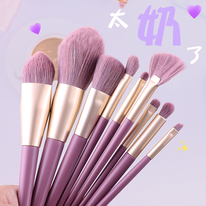 Cangzhou Small Purple Sweet Potato Makeup Brush Set Fiber Wooden Handle Scrub Eye Shadow Brush Foundation Brush Makeup Tool Powder Brush