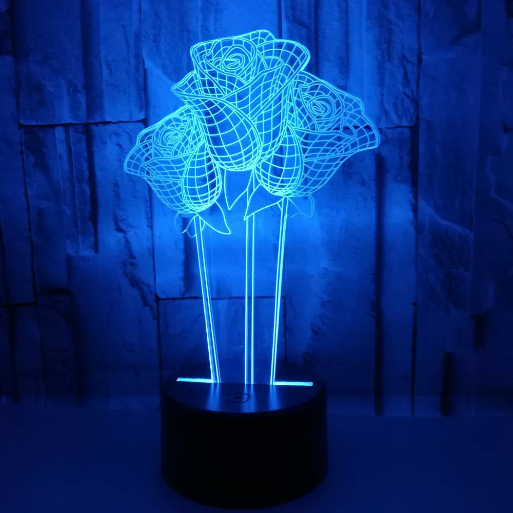 Rose acrylic 3D LIGHT LED MODERN Living Table Lamp Micro US