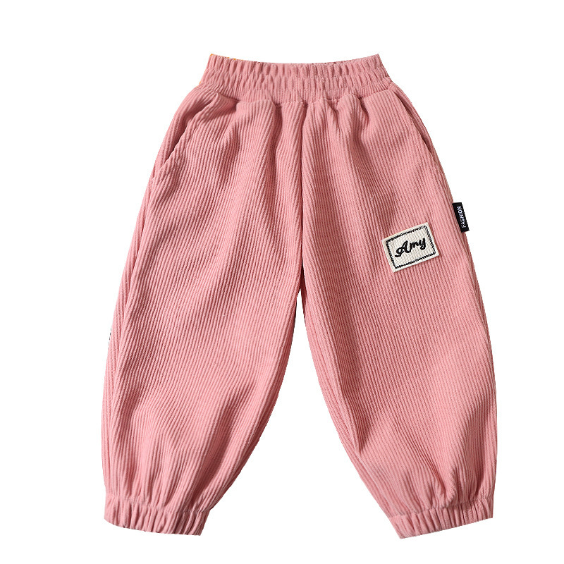 Spring Children's pants 2024 Korean style casual European cotton velvet pants for boys and girls