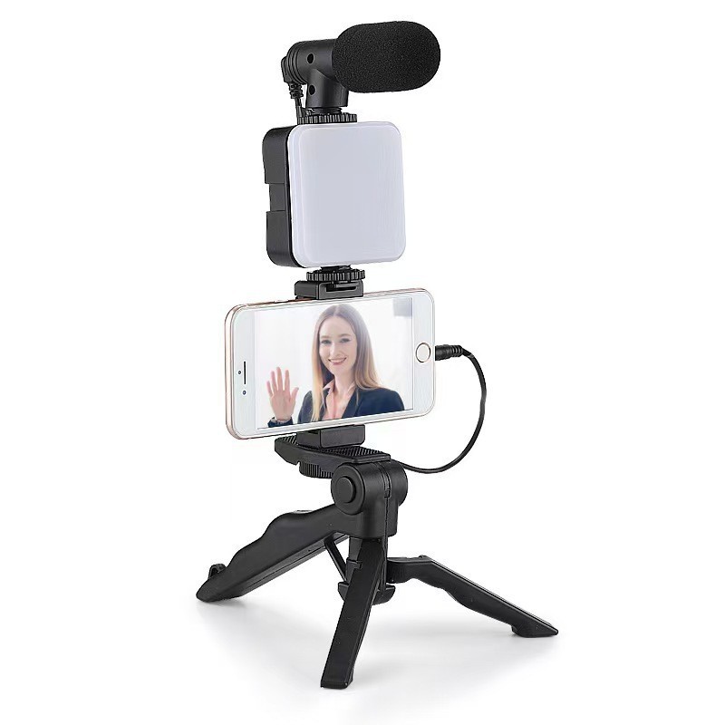 AY49 cámara móvil portátil mini luz de fotografía de belleza de escritorio transmisión en vivo perezoso conjunto de micrófono luz selfie image 5