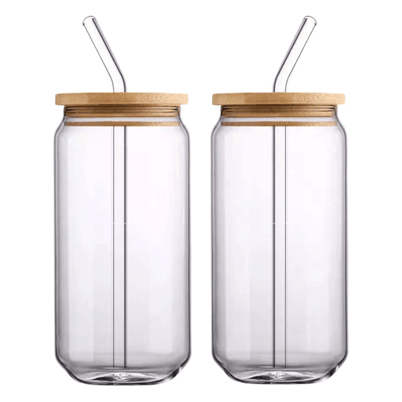 Amazon 12oz Glass Coffee Cup Water Cup High Temperature Resistant Cup with Lid and Straw Bamboo High Borosilicate Glass