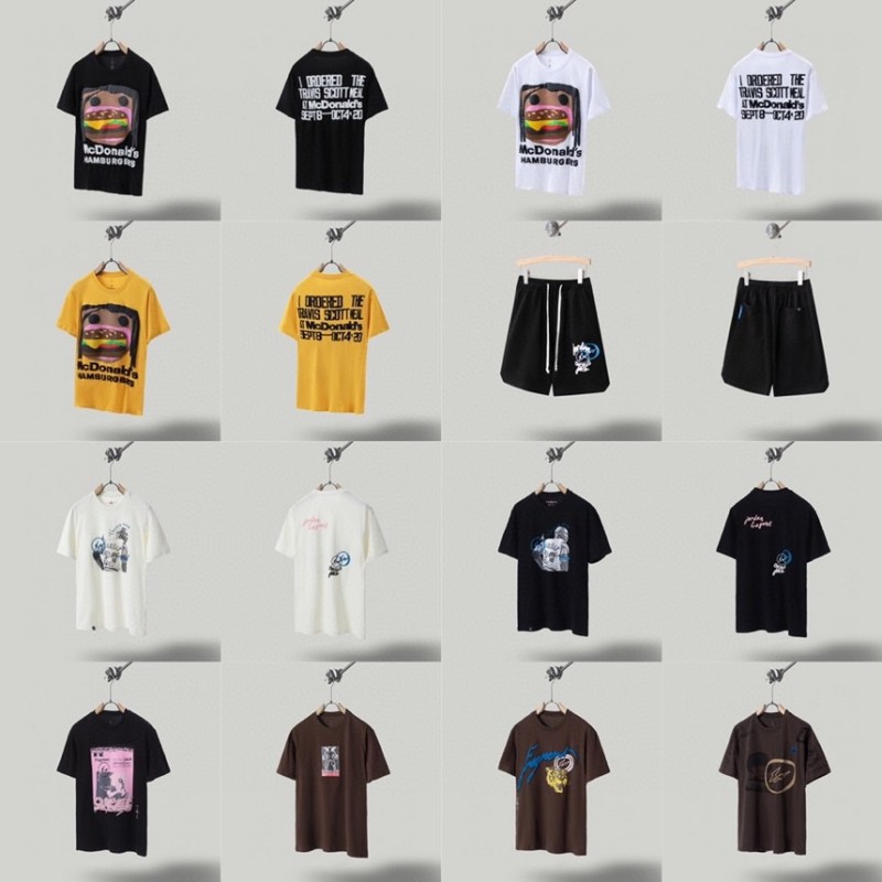 Travis de manga corta M mark Scott pequeño pato amarillo cactus relámpago rap tour TS pareja conjunta camiseta de hip-hop