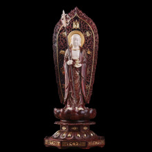地藏王小叶紫檀镶嵌猛犸象牙工艺手工雕刻木雕佛像厂家居家供奉