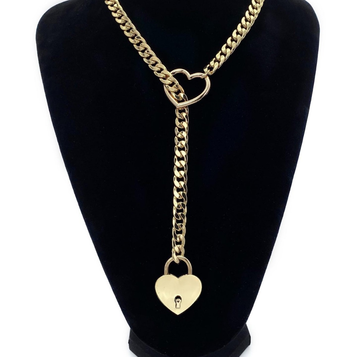 Collar Lina Girl Brass chapado en oro auténtico, de gran venta, con diseño cruzado, anillo de moda en forma de corazón, estilo punk, rock, cubano, largo._voghion.com