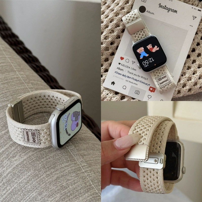 Нейлоновая плетёная петля магнитный всасывание подходит для iwatchs10 Apple watch ремешок S9 элитный applewatch8SE