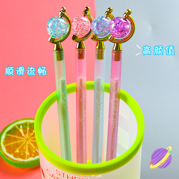 Nuevo bolígrafo de gel de globo de plástico, pluma transparente de la tapa de extracción de película de flores, papelería linda, herramienta de escritura para estudiantes, pluma de agua