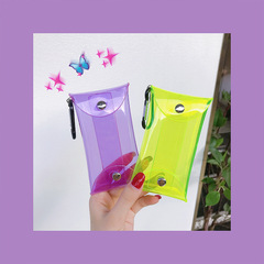 Pocket for Little Girl, Mini Lipstick Storage Bag, Children's Cartoon Bus Card Earphone Bag, Coin Bag, Transparent Wallet