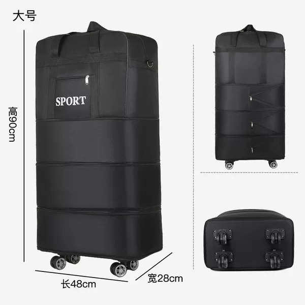 Extra-large capacity trolley luggage bag, travel bag, foldable airline checked bag, storage bag for overseas study and moving