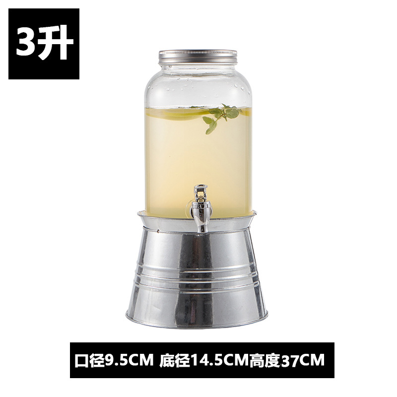 Frasco de vidrio con grifo Cola cubo fruta té jugo cóctel tarro vino barril enzima hervidor frío gran capacidad hogar