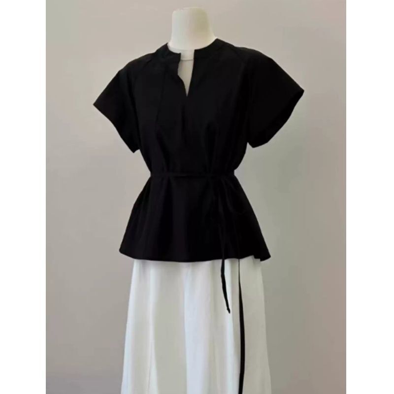 Cheap Summer Clothes, a Complete Set of Korean-Style Wide-Leg Pants That Cover the Body, Two-Piece Suit for Women Who Are Slightly Chubby, Summer Tie-Up Style