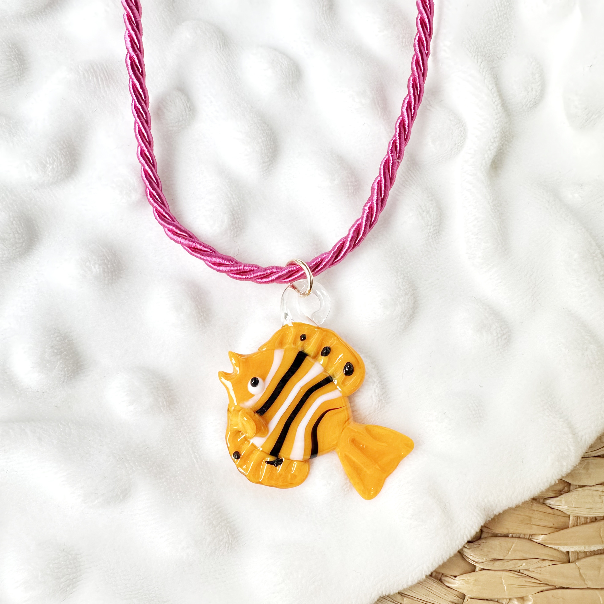 Fish Cute Marine Style Glass Rope Pendant Necklace Wholesale display picture 2