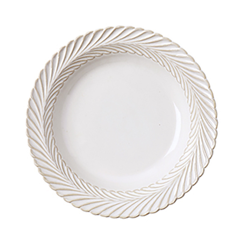 Japón blanco esmalte cerámica platos de plato de plato de carne plato de cerámica plato de postre de comida occidental simple
