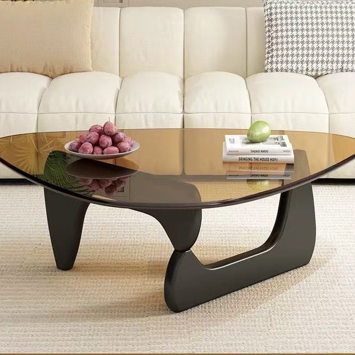 Brown glass + black wooden legs, large size 114*82*40cm