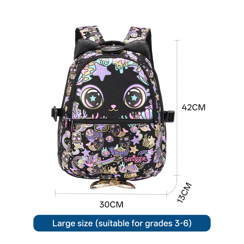 Australia Smiggle escolares niñas mochila de alta calidad gato y pez estratificado mochila de excursión impermeable resistente al desgaste