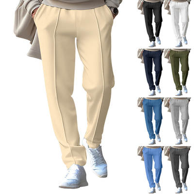 2024 spring and autumn men's waffle casual pants versatile trendy toothpick strip comfortable simple small straight trousers men