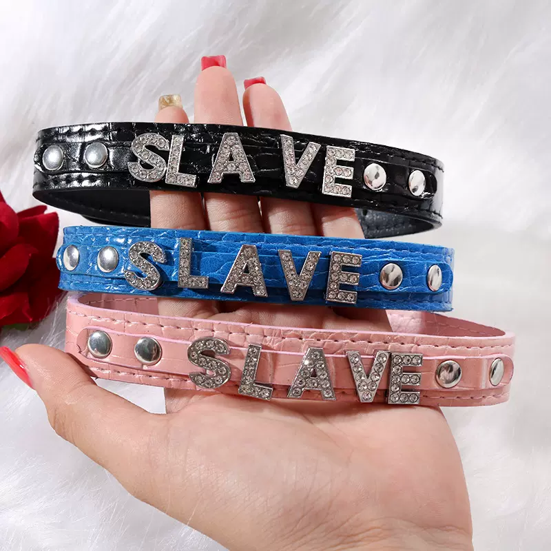 SM情趣项圈 钻石字母针扣款女士颈圈 宠物调教束缚 调情穿戴配饰