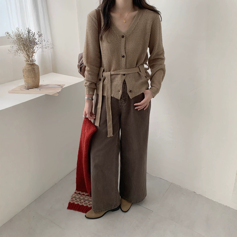 Women's Ribbon-Neck Sweater for Autumn and Winter 2026 New Spring/Autumn Layered Design Knitted Cardigan Top Women's Ribbon-Neck Sweater for Autumn and Winter 2026 New Spring/Autumn Layered Design Knitted Cardigan Top