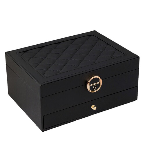 Diamond grid three-layer drawer jewelry storage box European princess box jewelry box bedroom dressing table high-end jewelry box