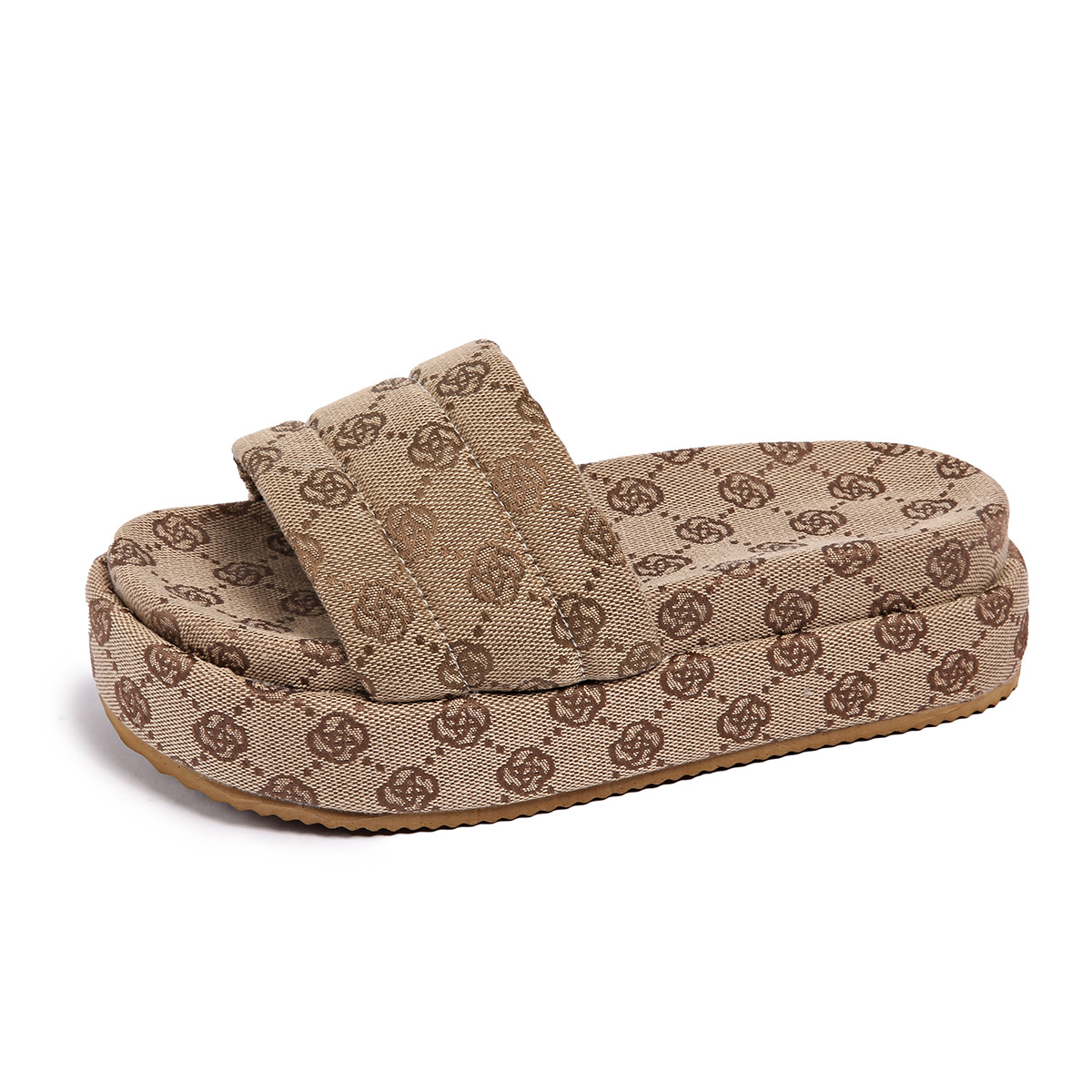 Slippers met platformzool, dubbele laag, plus size, voor dames, nieuwe stijl, Little Plum Blossom, platformzool met één bandje_voghion.com