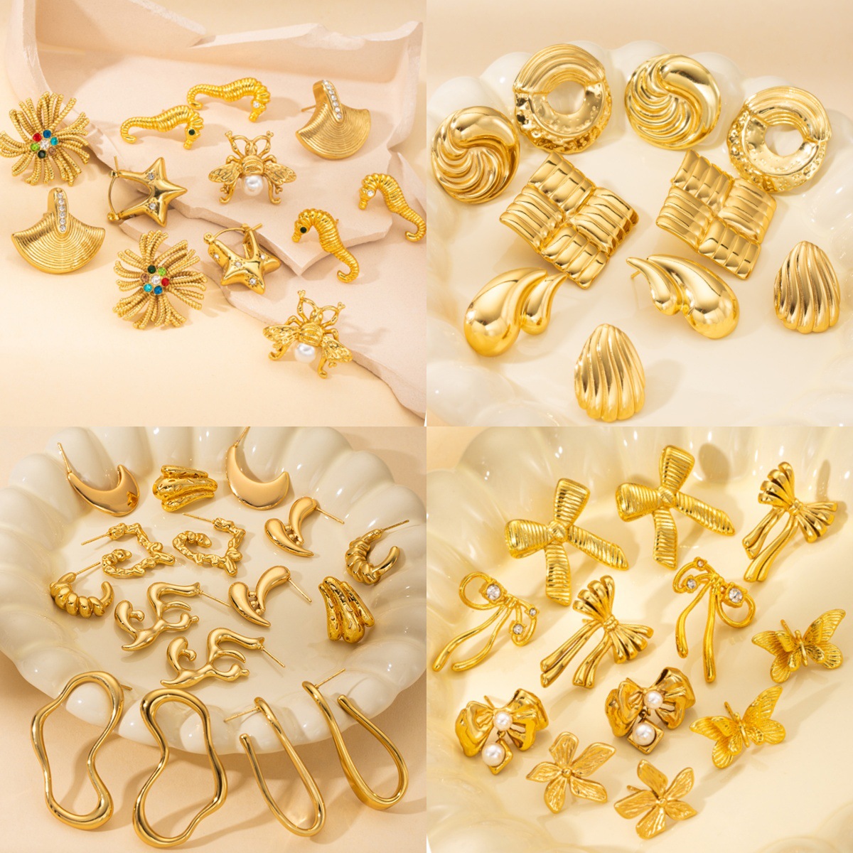Pendientes de acero de titanio transfronterizos para mujer, lujo ligero, sentido de alta gama, temperamento retro de nicho, pendientes que no se desvanece, pendientes de todo fósforo al por mayor