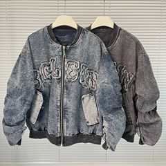 欧货2025秋季新款韩版宽松大版重工刺绣棒球服牛仔夹克外套女