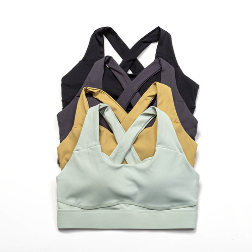 Large size wide shoulder strap one-piece sports bra women's high-intensity fitness shockproof yoga bra running push-up vest