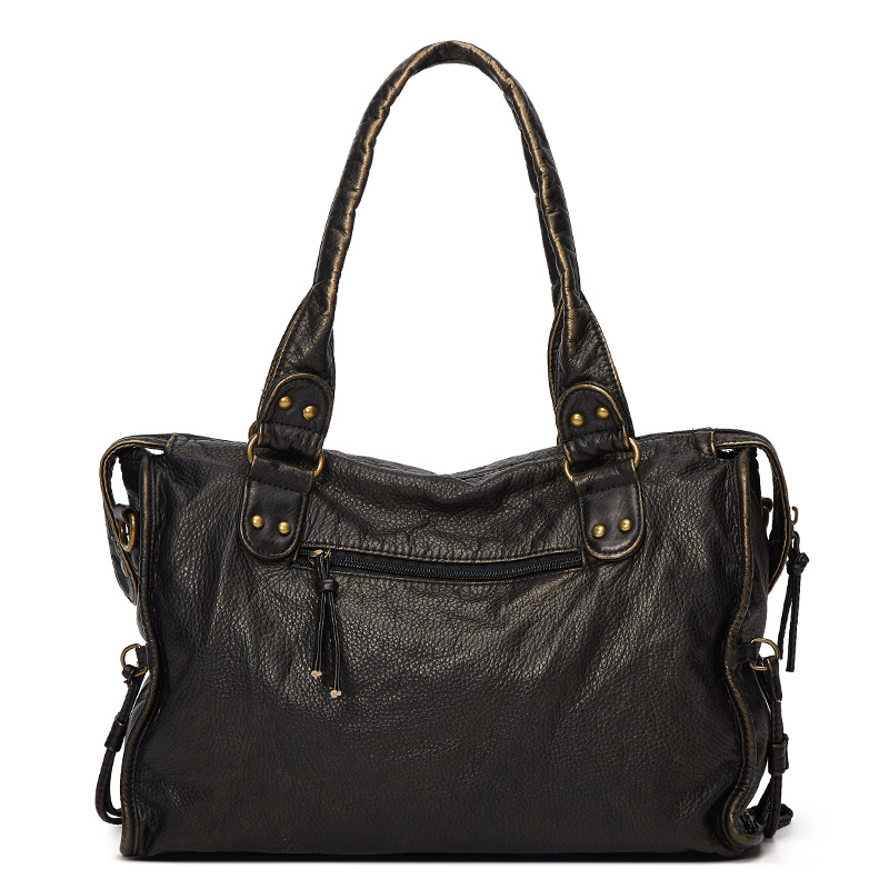 Hot Selling French Vintage Motorcycle Bag, Shoulder Crossbody Tote Bag, Large Capacity Women's Washed Bag - Thumbnail 4