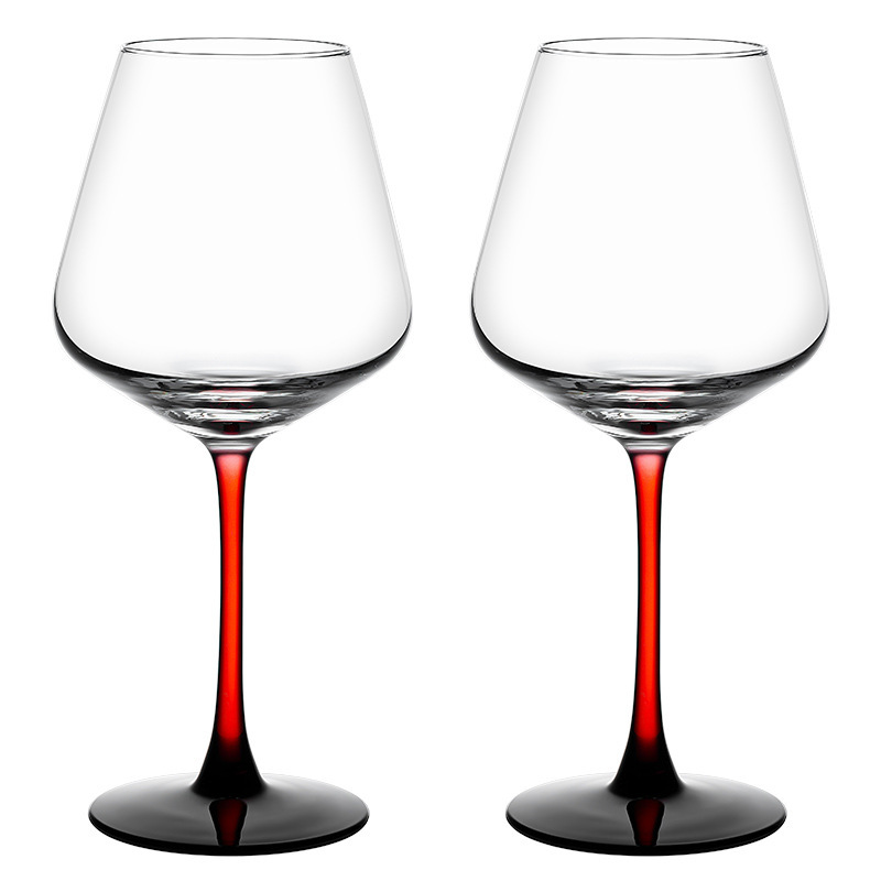 Conjunto de copa de vino de borgoña de lujo ligero casero copa de vidrio de cristal copa de vino de pie alto copa cortada en frío