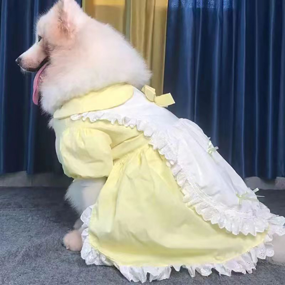 수제 큰 개 Samoyed 고대 동물 축산 황금 머리 원피스 로리타 스타일 애완견 원피스 큰 개 메이드 원피스