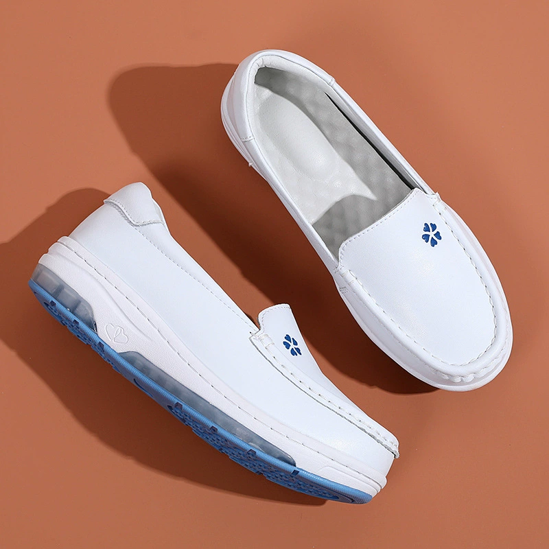 Новые трансграничные летние туфли медсестры для женщин на мягкой подошве, дышащие и не растущие ноги, увеличенная нескользящая плоская подошва, универсальные рабочие медицинские.