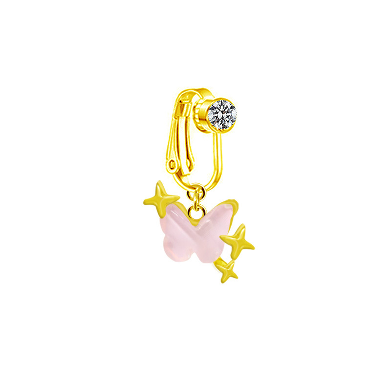 Dazzling Butterfly Belly Button Ring Non Piercing Clip On_voghion.com