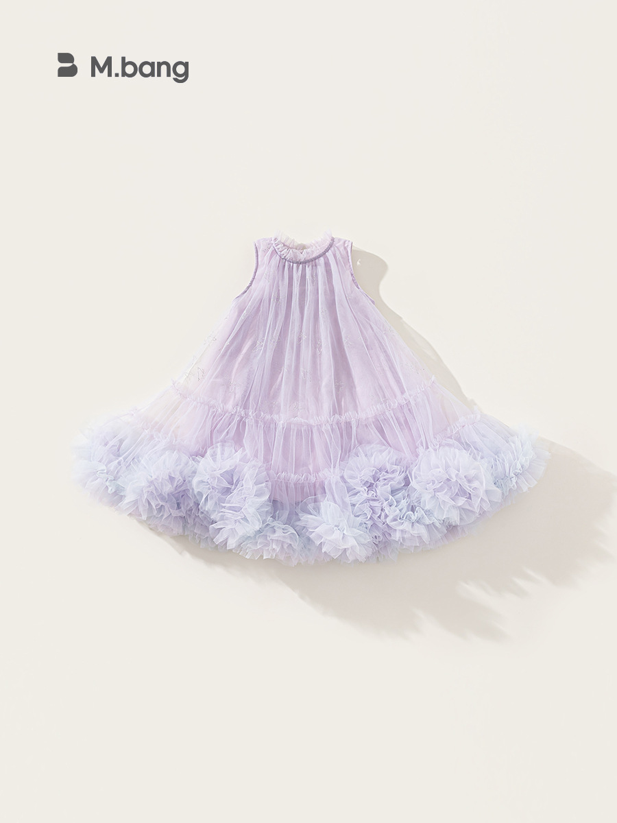 Ropa para niños Youbao Verano Vestido de princesa para niños Ropa de rendimiento Vestido sin mangas con orejas de madera para niñas Falda tutú de malla
