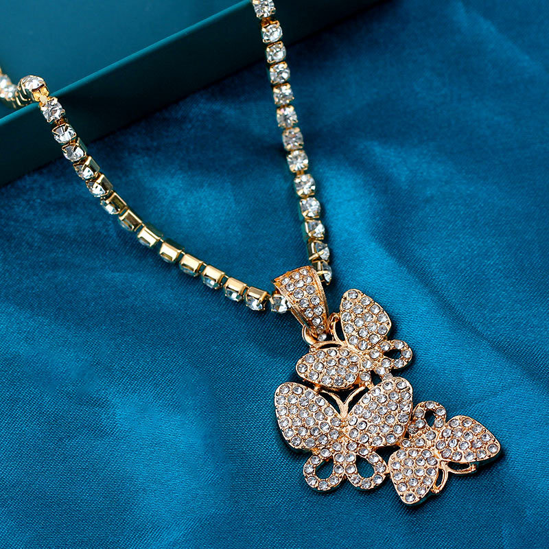 Fashion Butterfly Alloy Inlay Womenu0027S Pendant Necklace 1 Piece
