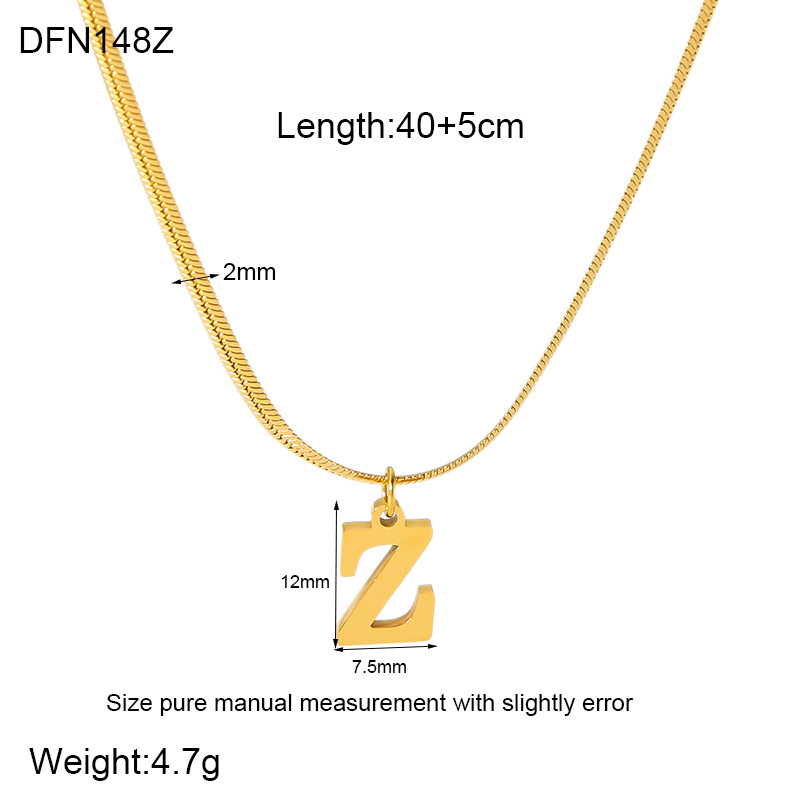 304 Stainless Steel 18K Gold Plated Simple Style Polishing Letter Pendant Necklace display picture 29