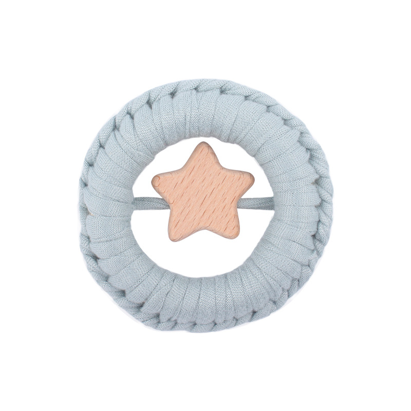 Nuevo bebé suministros de dibujos animados estrella mordedor hecho a mano algodón tejido sonajero juguete agarre ejercicio bebé