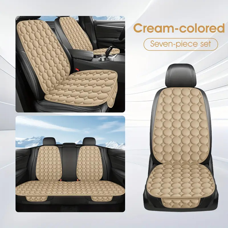 Qìchē Winter Car Crystal Velvet Seat Cushion Short Plush Non-Slip 3-Piece (Seat cushion, seat cover) - square-cushion-1