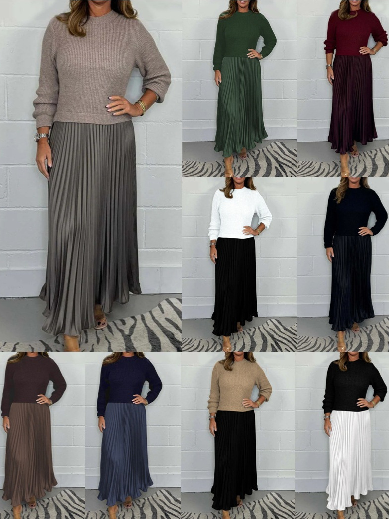 ALICE LONG JUMPER WITH PLEATED SKIRT