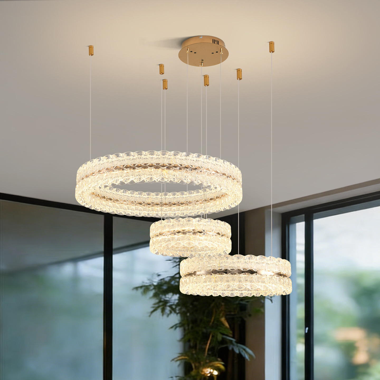Luz italiana de lujo de alta gama lámpara de la sala de estar moderna minimalista creativa personalidad protección ocular nueva lámpara principal de cables de vestíbulo L357