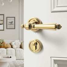复古法式金色室内门锁卧室静音房间门锁磁吸木门锁美式分体房门新