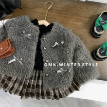 女童夹棉毛毛衣外套秋冬新款儿童加厚上衣冬季宝宝棉服仿皮草外贸