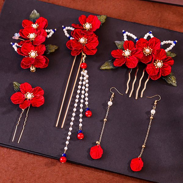 Red velvet Chinese hairpin