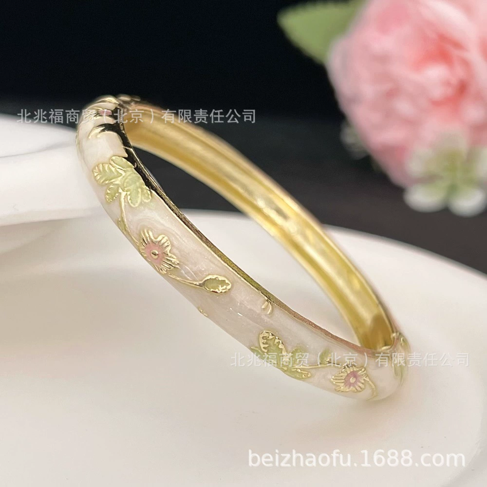 Браслет Cloisonné Flower (сплав), эмаль, этнический стиль, диаметр 6 см
