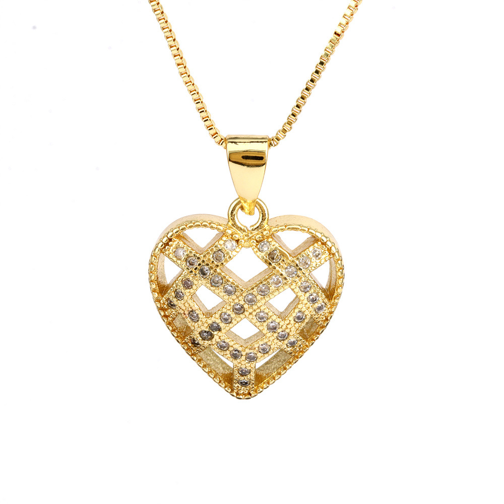 Fashion Heart Shape Copper Plating Zircon Pendant Necklace 1 Piece