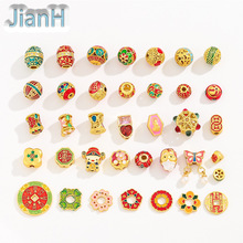 古法金滴油合金镂空转运隔珠国风珐琅彩手链手串 diy饰品配件串珠