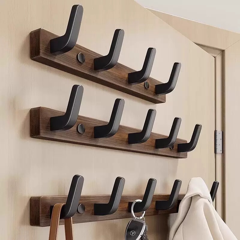 Solid Wood Hooks for Fitting Rooms, No-Drill Entryway Coat Rack, Wall-Mounted Entryway Clothes and Hat Hooks